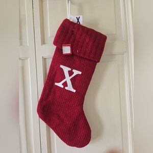 Red Knit Christmas Stocking Letter X